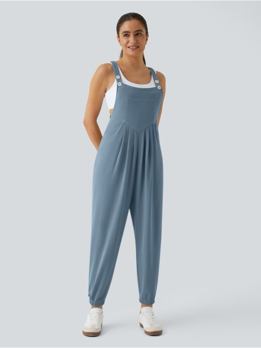 Casual Slate Blue Relaxed Jumpsuit Size Large - Picture 9 of 11